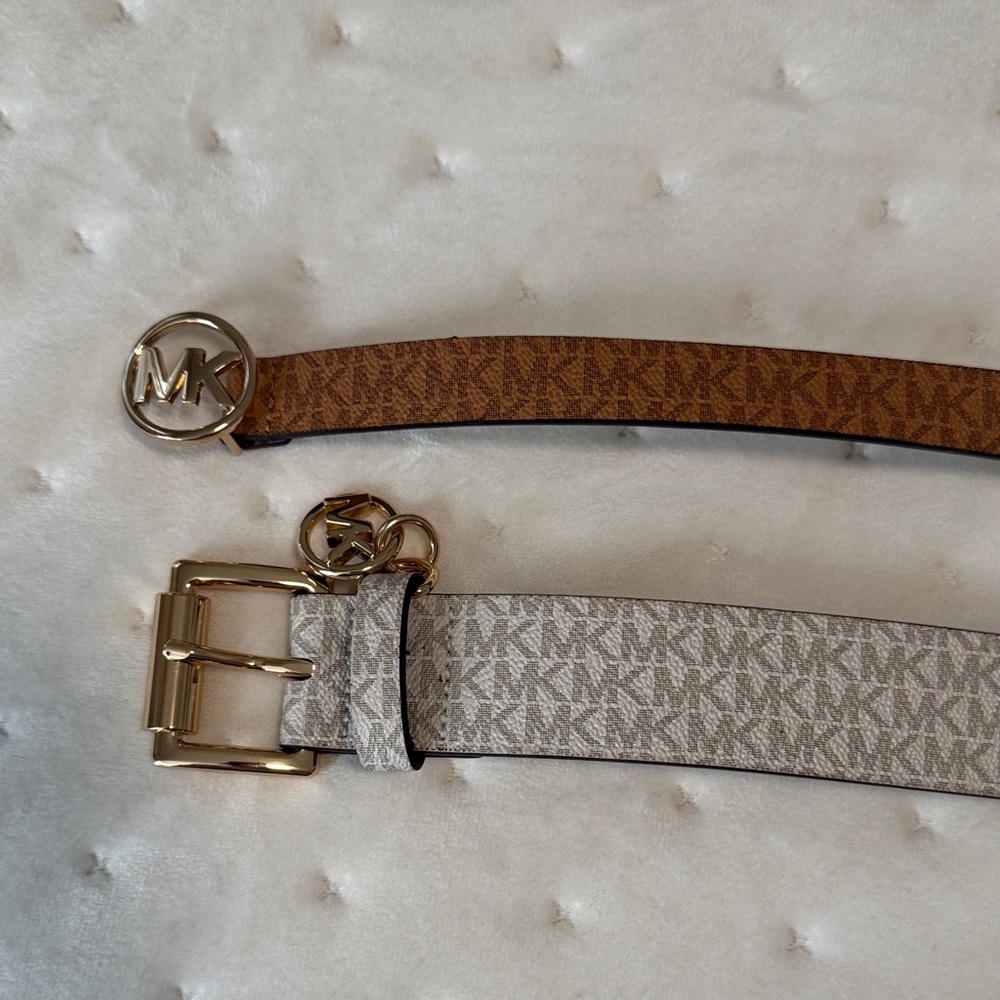 Michael Kors Tan and Cream Belt Duo